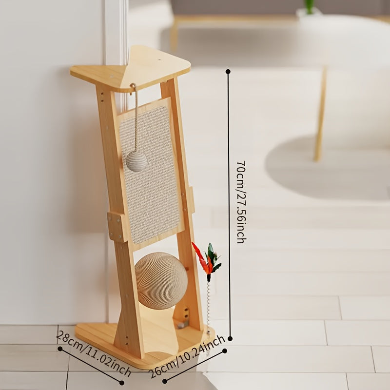 Cat Scratch Board, Cat Scratching Pad, Wall-Mounted Vertical Cat Scratch Board, Indoor Cat Scratch Board Toy with Ball