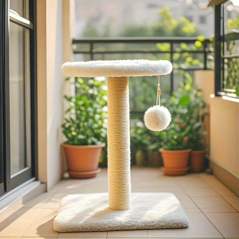 1pc 17.7 Inch Cat Jumping Cat Scratching Column With Sisal Column Durable Cat Interactive Toy Ball Suitable For Indoor Kittens To Play, Exercise, And Grind Their Paws