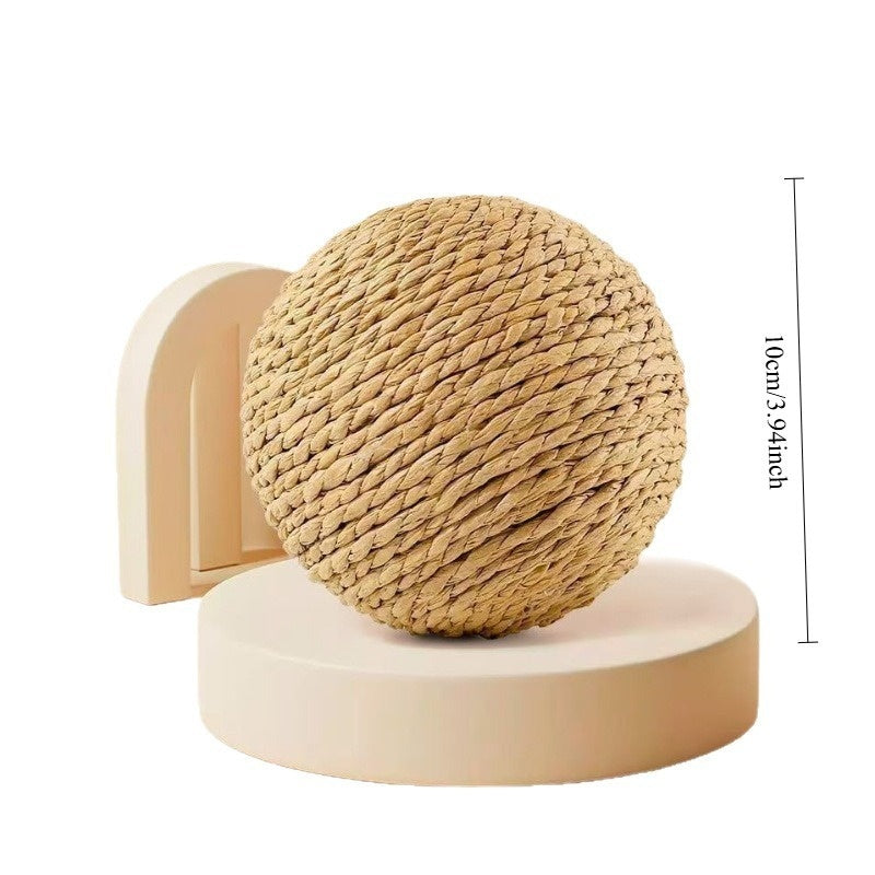 Set of Two Large Sisal Balls for Cats, Measuring 3.94 Inches, Designed for Self-Play And to Alleviate Boredom, Includes a Teaser Wand And Durable Sound-Producing Balls for Feline Enjoyment, Without Battery
