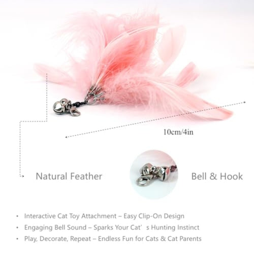 12pcs Interactive Cat Feather Wand Toy Set | 11 Bird and Feather Teaser Refills with Bells + Flexible Suction Cup Wand, Realistic Bird Design, Natural Materials, Indoor Cat Toys for Exercise and Play, Without Battery