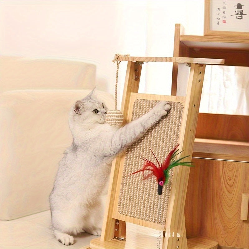 Cat Scratch Board, Cat Scratching Pad, Wall-Mounted Vertical Cat Scratch Board, Indoor Cat Scratch Board Toy with Ball