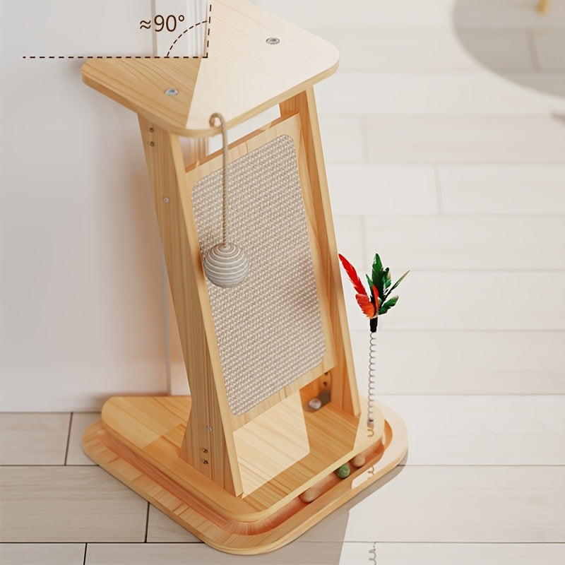 Cat Scratch Board, Cat Scratching Pad, Wall-Mounted Vertical Cat Scratch Board, Indoor Cat Scratch Board Toy with Ball