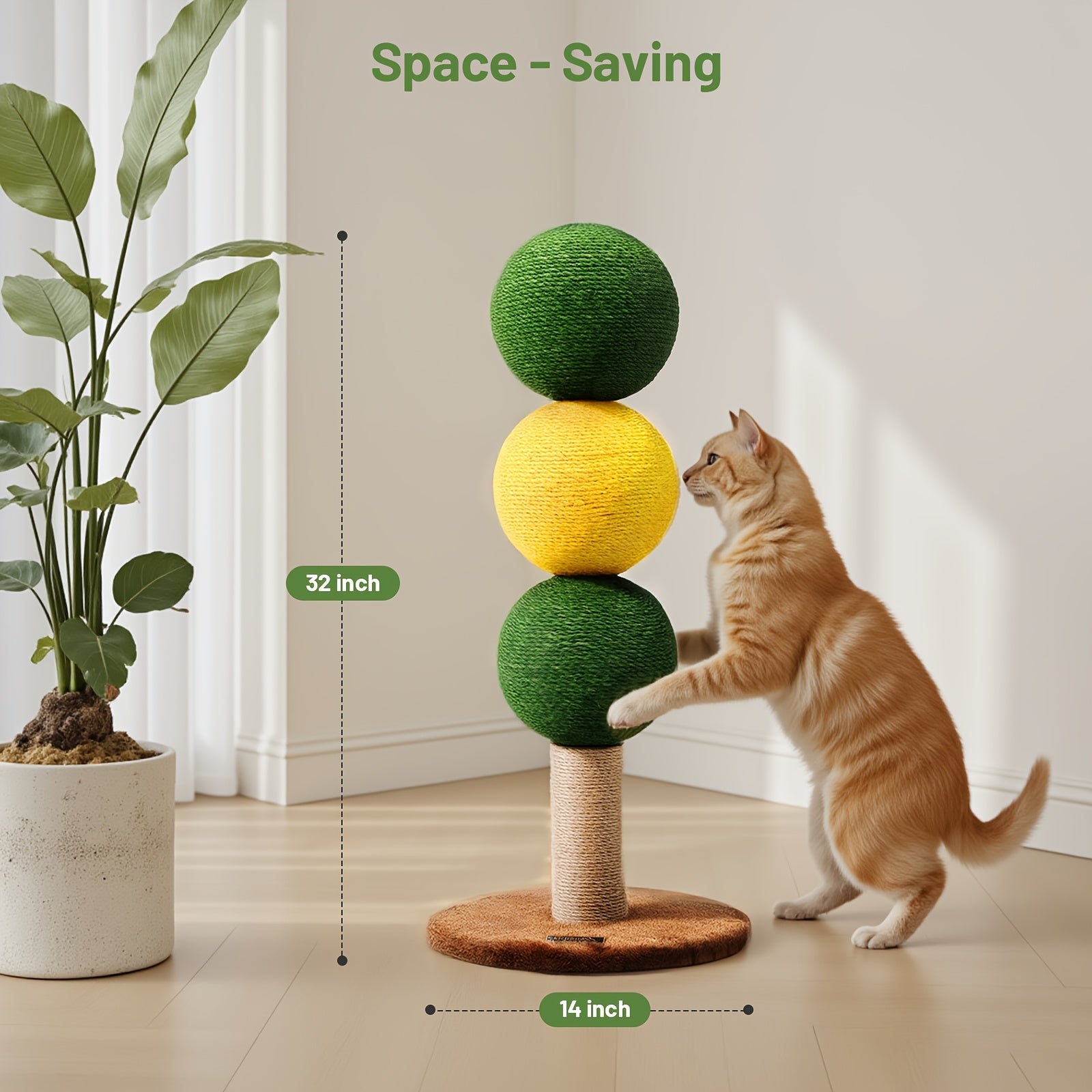 Candy Skewer Cat Scratch Ball Scratching Post Features Three Scratch Balls That Rotate 360°, Made from Durable And Scratch-Resistant Materials, Perfect for Kittens And Ideal for Homes with Multiple Cats