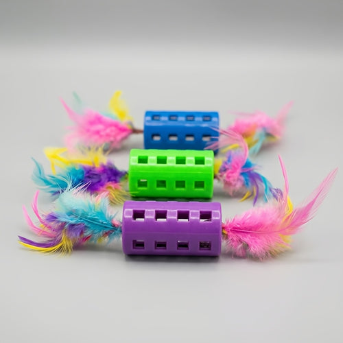 1pc (1 Pack) Feather Roller Suitable for Cats - Realistic Feather Rollers with Plastic Feathers, for Breeds & Kittens, Toys for Interactive Play, Hunting Games, for Cats