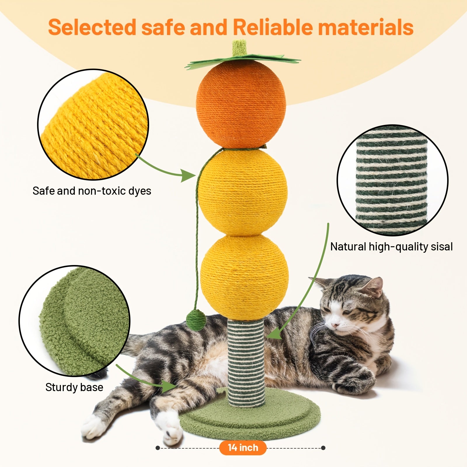 Innovative Candy-Themed Cat Scratching Post Featuring Three Durable Scratch Balls, a Hanging Ball for Diverse Play Options, And a Nature-Inspired Design, Perfect for All Types of Kittens