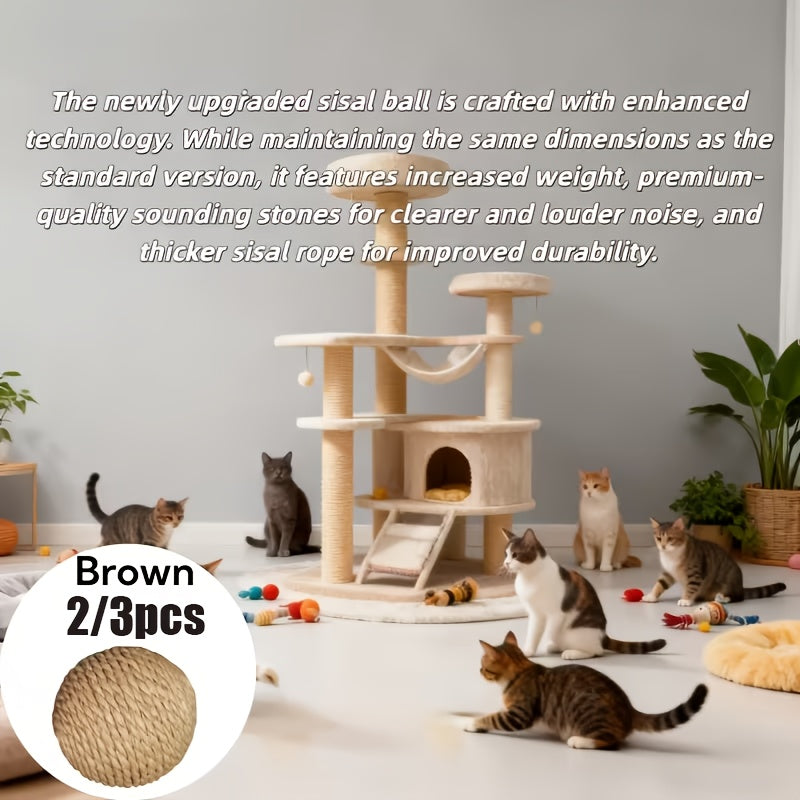 2\u002F3pcs Large Sisal Cat Toy Ball |Safety Sisal Material, Self-Entertainment, Perfect for Indoor\u002FOutdoor Holiday Playtime, Ideal for Medium-Sized Cats, Great Christmas\u002FHalloween\u002FNational Cat Day Gift for Cat Owners
