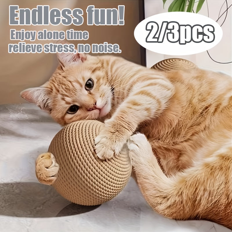 2\u002F3pcs Large Sisal Cat Toy Ball |Safety Sisal Material, Self-Entertainment, Perfect for Indoor\u002FOutdoor Holiday Playtime, Ideal for Medium-Sized Cats, Great Christmas\u002FHalloween\u002FNational Cat Day Gift for Cat Owners