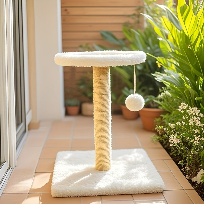 1pc 17.7 Inch Cat Jumping Cat Scratching Column With Sisal Column Durable Cat Interactive Toy Ball Suitable For Indoor Kittens To Play, Exercise, And Grind Their Paws