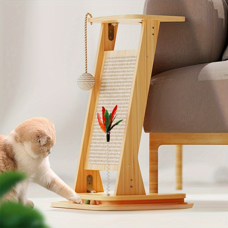 Cat Scratch Board, Cat Scratching Pad, Wall-Mounted Vertical Cat Scratch Board, Indoor Cat Scratch Board Toy with Ball