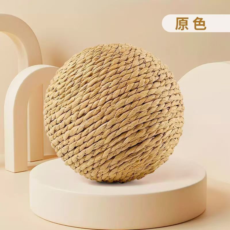 Set of Two Large Sisal Balls for Cats, Measuring 3.94 Inches, Designed for Self-Play And to Alleviate Boredom, Includes a Teaser Wand And Durable Sound-Producing Balls for Feline Enjoyment, Without Battery