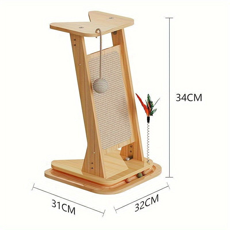 Cat Scratch Board, Cat Scratching Pad, Wall-Mounted Vertical Cat Scratch Board, Indoor Cat Scratch Board Toy with Ball